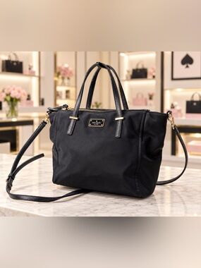 Kate Spade Elegant Black Nylon Tote/Crossbody